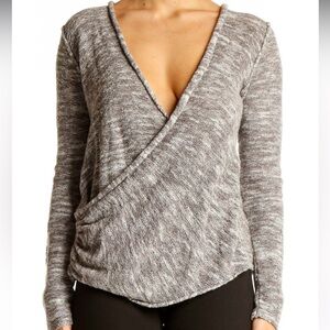 FREE PEOPLE wrap knit deep V sweater -S